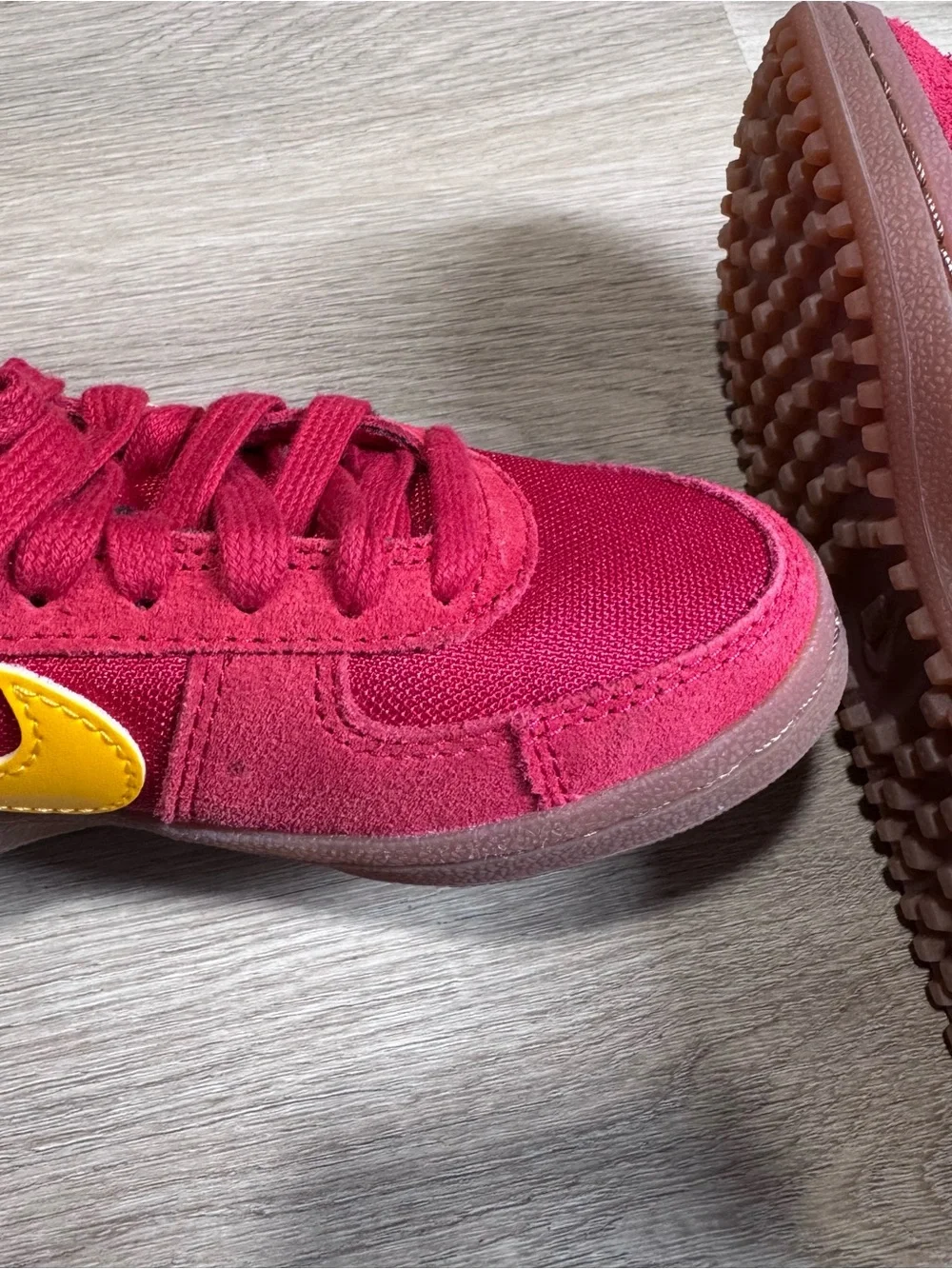 Nike kids Red/Maroon & Yellow Low-Top Sneakers 1Y